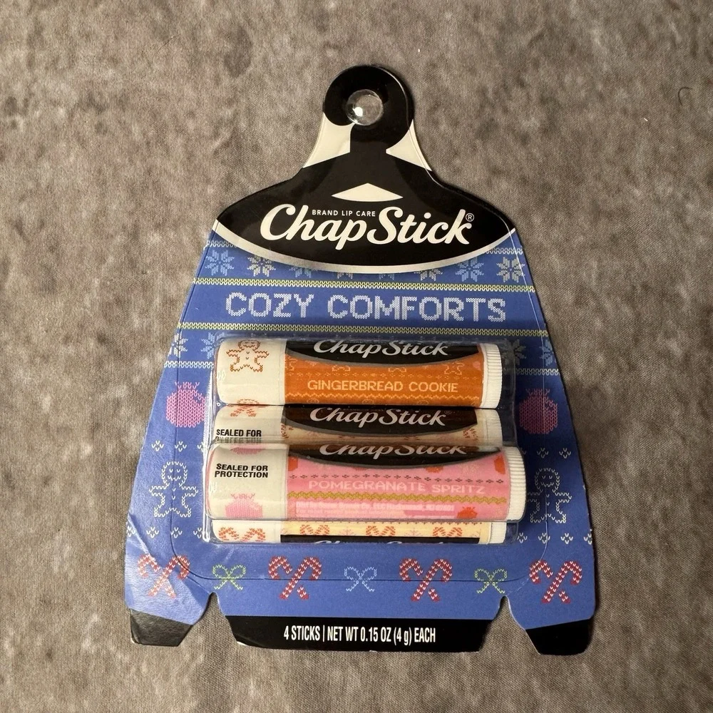 New Chapstick Holiday Ugly Sweater Lip Balm Cozy Comforts 0.15oz/4ct